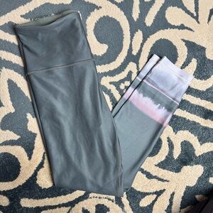 Athleta Green Watercolor Leggings